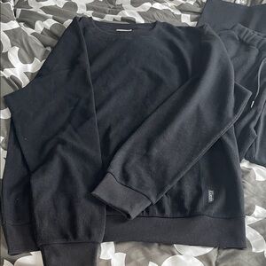 Onyx Waffle Knit Top XL+ Bottom L Set • Cozy Lounge Set